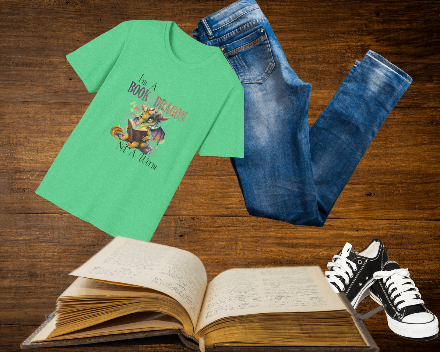 I'm A Book Dragon Not A Book Worm T-shirt-Unisex Softstyle T-Shirt